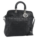 Christian Dior Canage Granville Hand Bag Leather 2way Black Silver Auth 188010V-1