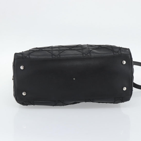 Christian Dior Canage Granville Hand Bag Leather 2way Black Silver Auth 188010V