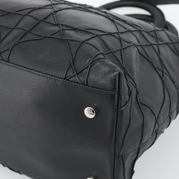 Christian Dior Canage Granville Hand Bag Leather 2way Black Silver Auth 188010V