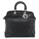 Christian Dior Canage Granville Hand Bag Leather 2way Black Silver Auth 188010V-2