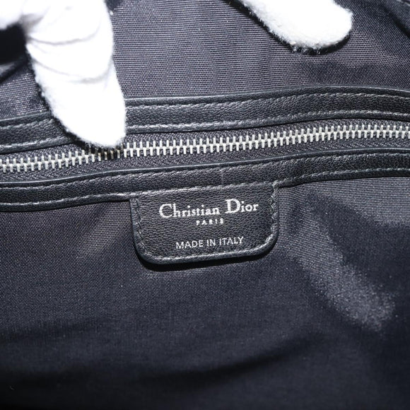 Christian Dior Canage Granville Hand Bag Leather 2way Black Silver Auth 188010V
