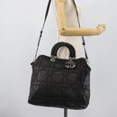 Christian Dior Canage Granville Hand Bag Leather 2way Black Silver Auth 188010V-30