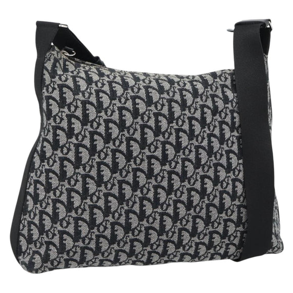 Christian Dior Trotter Shoulder Bag Canvas Black Silver Auth 188011V