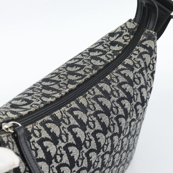 Christian Dior Trotter Shoulder Bag Canvas Black Silver Auth 188011V