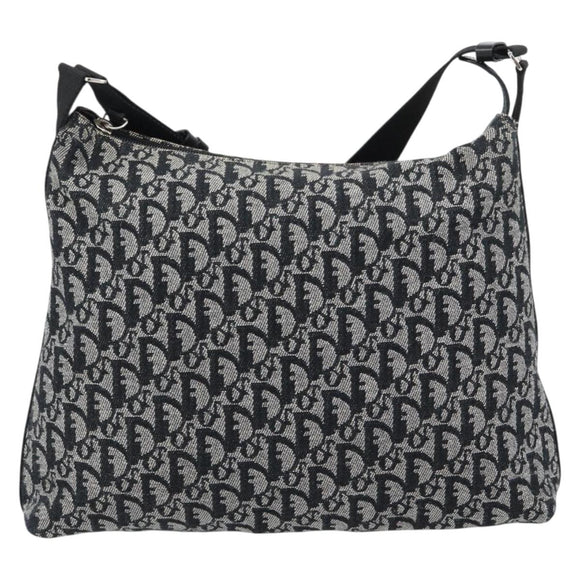 Christian Dior Trotter Shoulder Bag Canvas Black Silver Auth 188011V