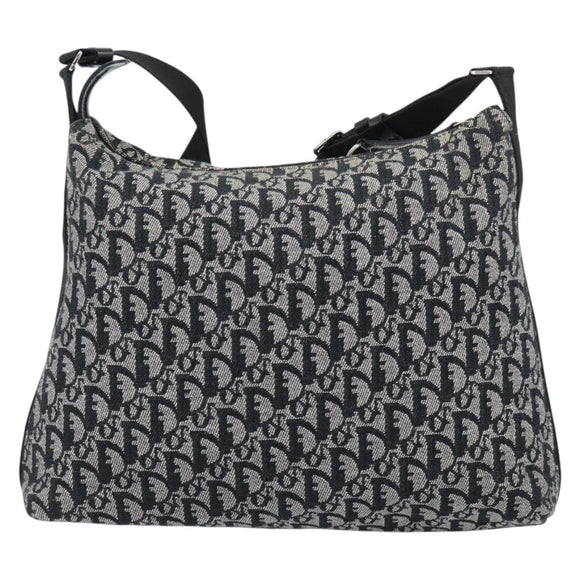 Christian Dior Trotter Shoulder Bag Canvas Black Silver Auth 188011V