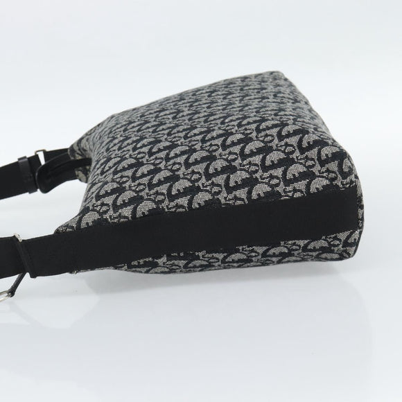 Christian Dior Trotter Shoulder Bag Canvas Black Silver Auth 188011V