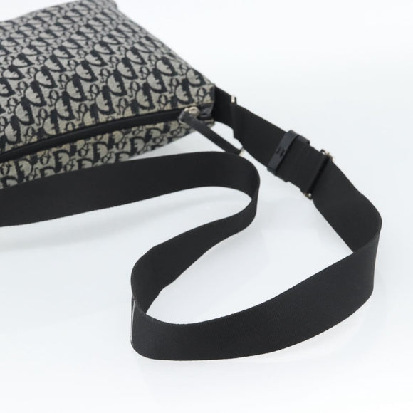 Christian Dior Trotter Shoulder Bag Canvas Black Silver Auth 188011V