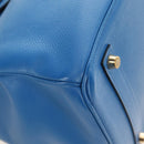 HERMES Birkin 35 Hand Bag Leather Blue Gold Auth 188015SM-8