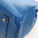 HERMES Birkin 35 Hand Bag Leather Blue Gold Auth 188015SM-17