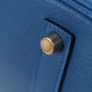 HERMES Birkin 35 Hand Bag Leather Blue Gold Auth 188015SM-19