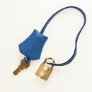 HERMES Birkin 35 Hand Bag Leather Blue Gold Auth 188015SM-30