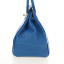 HERMES Birkin 35 Hand Bag Leather Blue Gold Auth 188015SM-3