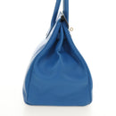 HERMES Birkin 35 Hand Bag Leather Blue Gold Auth 188015SM-4