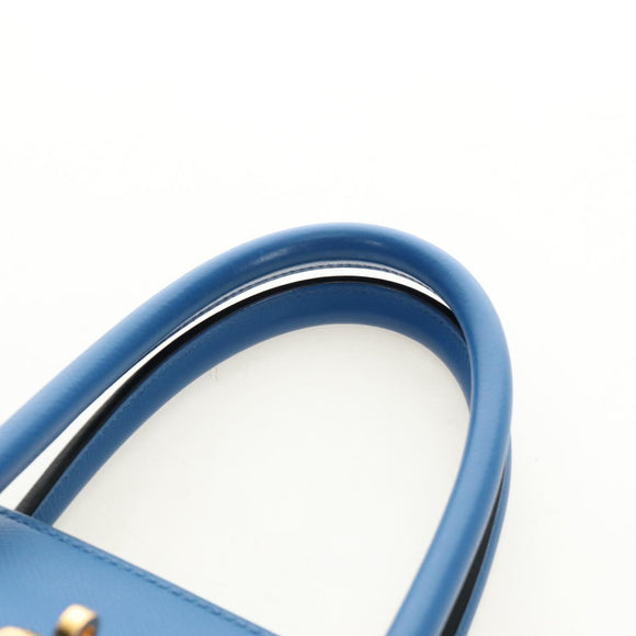 HERMES Birkin 35 Hand Bag Leather Blue Gold Auth 188015SM