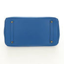 HERMES Birkin 35 Hand Bag Leather Blue Gold Auth 188015SM-5