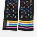 LOUIS VUITTON Monogram Multicolor Bando Scarf Silk Black LV Auth 188016V-3