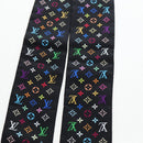 LOUIS VUITTON Monogram Multicolor Bando Scarf Silk Black LV Auth 188016V-8