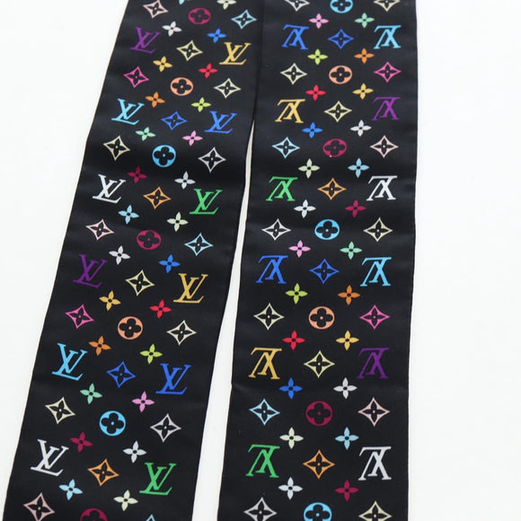 LOUIS VUITTON Monogram Multicolor Bando Scarf Silk Black LV Auth 188016V
