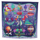 HERMES Carre90 Scarf Silk "LES FOLIES DU CIEL" Blue Auth 188021-1