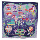 HERMES Carre90 Scarf Silk "LES FOLIES DU CIEL" Blue Auth 188021-13