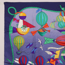 HERMES Carre90 Scarf Silk "LES FOLIES DU CIEL" Blue Auth 188021-2