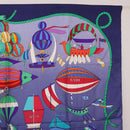 HERMES Carre90 Scarf Silk "LES FOLIES DU CIEL" Blue Auth 188021-4
