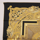 HERMES Carre90 Scarf Silk "ANIMAUX SOLAIRES" Black Auth 188023M-14
