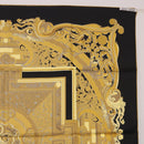 HERMES Carre90 Scarf Silk "ANIMAUX SOLAIRES" Black Auth 188023M-16