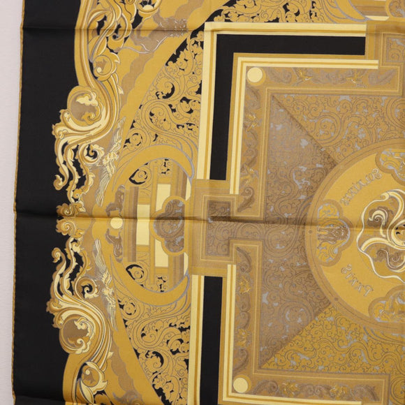 HERMES Carre90 Scarf Silk "ANIMAUX SOLAIRES" Black Auth 188023M