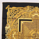 HERMES Carre90 Scarf Silk "ANIMAUX SOLAIRES" Black Auth 188023M-2