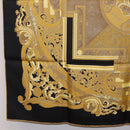 HERMES Carre90 Scarf Silk "ANIMAUX SOLAIRES" Black Auth 188023M-20
