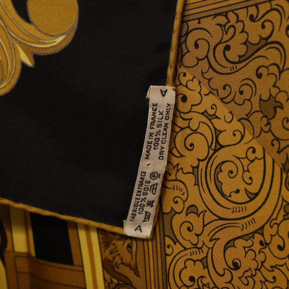 HERMES Carre90 Scarf Silk "ANIMAUX SOLAIRES" Black Auth 188023M