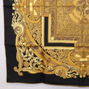 HERMES Carre90 Scarf Silk "ANIMAUX SOLAIRES" Black Auth 188023M-8