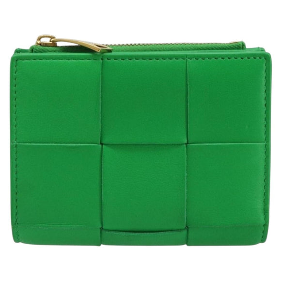 BOTTEGA VENETA MAXI INTRECCIATO Cassette Wallet Leather Green Auth 188052A