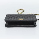 CHANEL Matelasse Chain Shoulder Bag Lamb Skin Black Gold CC Auth 188053-5