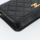 CHANEL Matelasse Chain Shoulder Bag Lamb Skin Black Gold CC Auth 188053-15