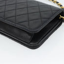 CHANEL Matelasse Chain Shoulder Bag Lamb Skin Black Gold CC Auth 188053-16