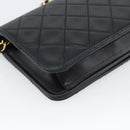 CHANEL Matelasse Chain Shoulder Bag Lamb Skin Black Gold CC Auth 188053-17