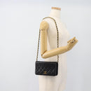 CHANEL Matelasse Chain Shoulder Bag Lamb Skin Black Gold CC Auth 188053-21