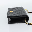 CHANEL Matelasse Chain Shoulder Bag Lamb Skin Black Gold CC Auth 188053-4
