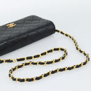 CHANEL Matelasse Chain Shoulder Bag Lamb Skin Black Gold CC Auth 188053-7