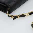 CHANEL Matelasse Chain Shoulder Bag Lamb Skin Black Gold CC Auth 188053-8