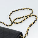 CHANEL Matelasse Chain Shoulder Bag Lamb Skin Black Gold CC Auth 188053-14