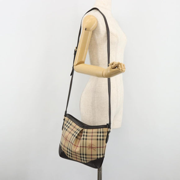 BURBERRY Nova Check Shoulder Bag Canvas Beige Auth 188055A