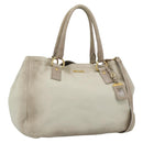 PRADA Tote Bag Leather 2way Beige Auth 188056-1