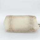 PRADA Tote Bag Leather 2way Beige Auth 188056-5