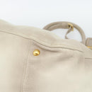PRADA Tote Bag Leather 2way Beige Auth 188056-9