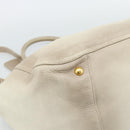 PRADA Tote Bag Leather 2way Beige Auth 188056-18