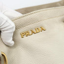 PRADA Tote Bag Leather 2way Beige Auth 188056-19